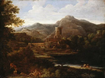 Landsby nær en sø